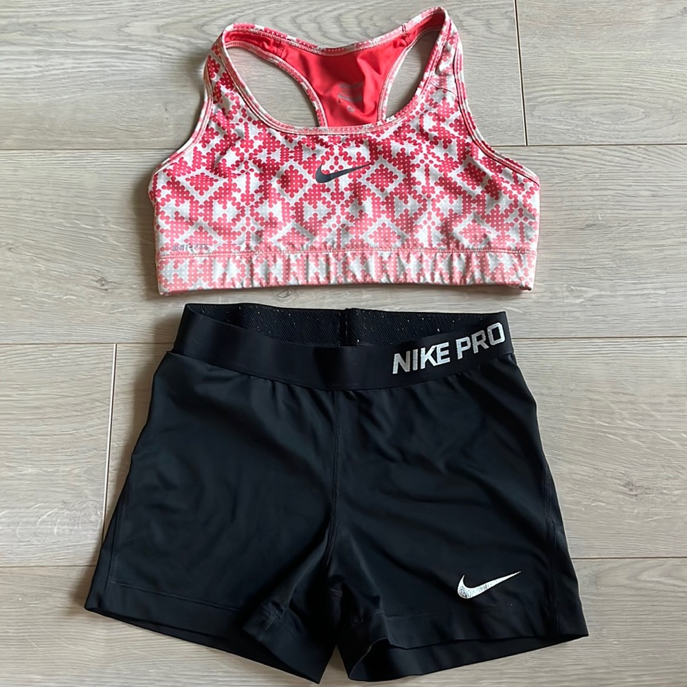 Nike Pro spandex and sports bra workout set
